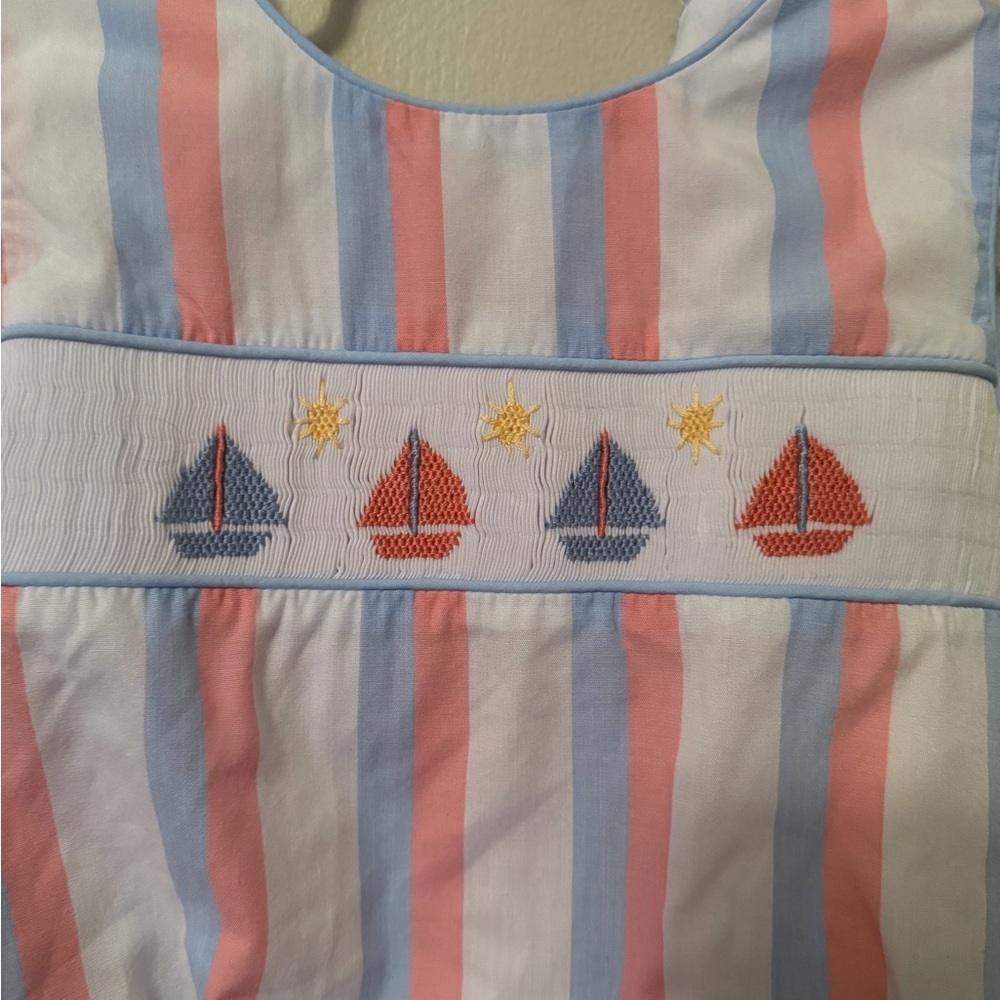 The Beaufort Bonnet Company Smocked Sailboat Bubble - Picture 2 of 4